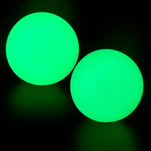 DONZWIYES Glow in The Dark Street Hockey Balls for Indoor Outdoor Road Roller and Field Hockey Games(2 PCS 2.56 Inches)