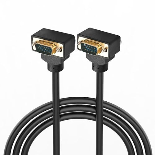 PNGKNYOCN Cavo da VGA a VGA a 90 gradi da 1,5 m, cavo video ad alta risoluzione Full HD 1080P con angolo di curvatura verso il basso da maschio VGA a maschio VGA (1.5M)