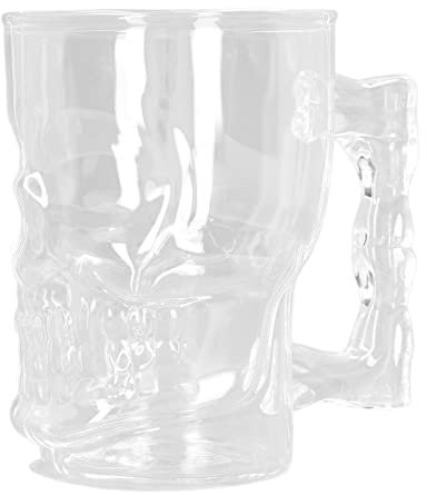 Vitdipy Boccale da Birra, Tazza da Birra con Teschio in Vetro borosilicato Alto da 500 ml, Tazza da Whisky KTV per Feste in casa
