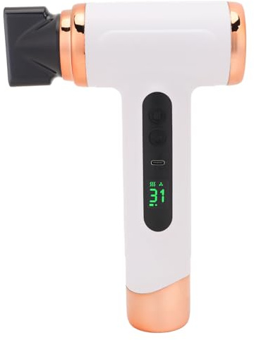 Sladdlös Hårfön, 15 600 MAh 200 W Höghastighets Minijonisk Fön, Lågt Brus och 2 Lägen med Temperaturskärm, för Hem, Sovsal, Resor, Rengöring Av Tangentbordselektronik (WHITE)