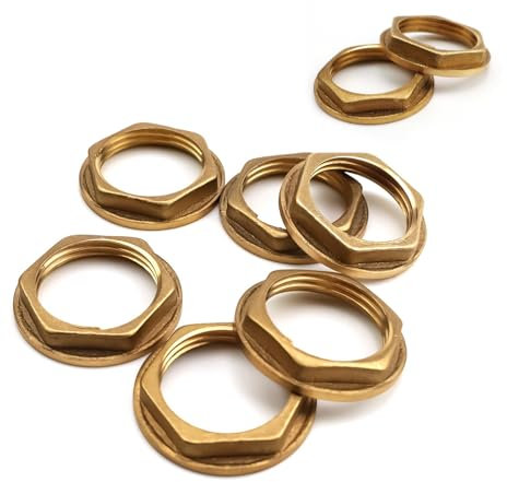 LERANXIN 6 Piezas Tuercas Traseras con Brida, 3/4 Hexagonal Latón, G3/4 Hembra Contratuerca, para Accesorios Sanitarios de Lavabo de Baño