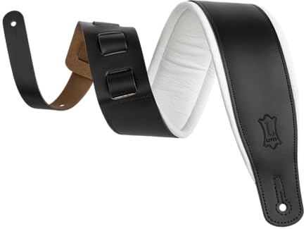Levy's Leathers Amped Leather Series 3 Wide Top Grain Leather Guitar Straps; Black and White Tuxedo (M26PD-BLK_WHT)