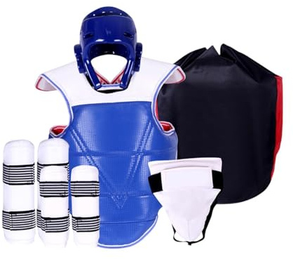 Ronyme Conjunto de Equipo de protección de Taekwondo de 5 Piezas, protección Completa, Conjunto de protección de Pecho de Taekwondo Engrosado, Equipo de de, S