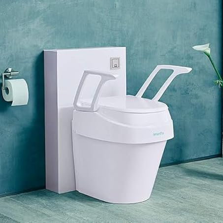 Dietz SmartFix Raised Toilet Seat with Armrests – 3-Way Height Adjustable, Ergonomic Design for Elderly & Disabled, Hygienic Cut-Out, Easy Installation, Made in Germany, White