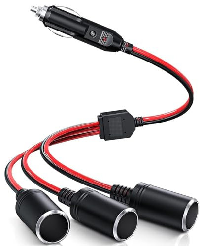 Zigarettenanzünder Verteiler mit Steckdose,KFZ Auto Zigarettenanzünder Stecker, 3 Fach Auto Adapter Splitter, Adapter Zigarettenanzünder Steckdose für 12V-24V Motorrad LKW Lieferwagen Wohnmobil（60cm）