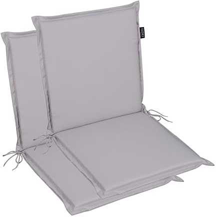 LILENO HOME Gartenstuhl Auflagen [2er Set - Niedriglehner] in Grau - Bequeme Liegen als Sitzauflagen für Gartenmöbel - Stuhlkissen für Gartenstühle und Klappstühle MIA