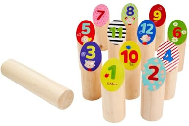 Eichhorn Throwing Game Sticks - 13 Colourful Wooden Building Blocks Made of Pine Wood - for Children from 3 Years - Indoor & Outdoor Wooden Throwing Game