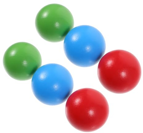 BESTonZON 6Pcs Wood Sports Bocce Balls for Outdoor Games Portable Sturdy Wood Balls in Red Blue Green Fun Rolling Bocce for S Garden Play and Family Activities