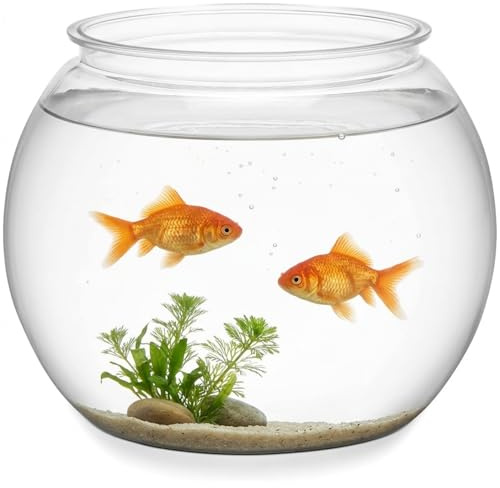 UKCOCO Small Round Fish Bowl Desktop Fish Tank Clear Plastic Aquarium for Home Office Decoration Durable Unbreakable Keeper Container