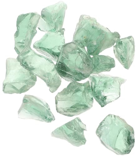 LOORGVEL Piedras de Vidrio para Acuario 3-5 Cm, Grava Decorativa Verde Hielo 1 Kg, Rocas para Paisajismo Acuático y Jardín Exterior, Accesorio Natural para Decoración de Peceras y Terrarios