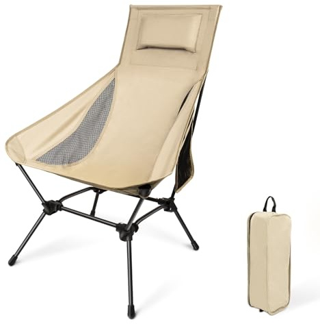 Silla de Camping Plegable portátil con Altura Ajustable, hasta 120 kg, Ligera y con Bolsillo Lateral, para Camping, Pesca, Senderismo y Aire Libre