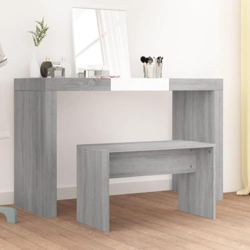Générique Sgabello da toilette grigio 70 x 35 x 45 cm in legno di ingegneria, sgabello moderno design per specchiera, soggiorno, camera da letto, capacità 110 kg
