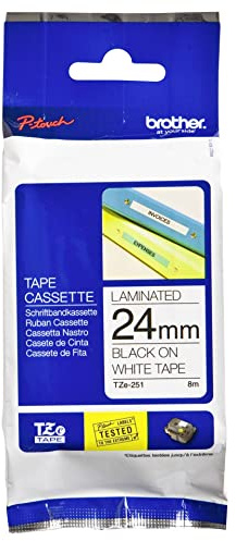 Brother TZ-251 Laminiertes TZ-Band schwarz auf weiß 24mm breit, 8 m lang