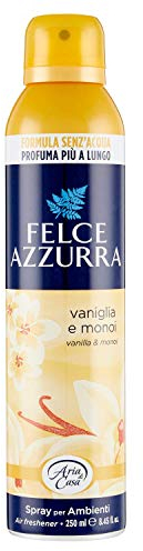 Felce Azzurra - Profumatore per Ambienti Spray Vaniglia e Monoi a Lunga Durata, Deodorante Ambiente senza Acqua dal Profumo Intenso Istantaneo, Profumatore Ambiente Casa Zero Aloni, Profumatori 250 ml