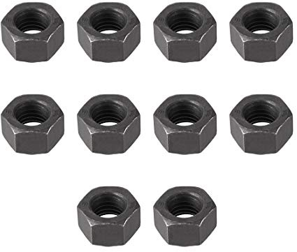 uxcell Hex Nuts, M10x1.5mm Metric Coarse Thread Hexagon Nut, Carbon Steel, Pack of 10 (Black)