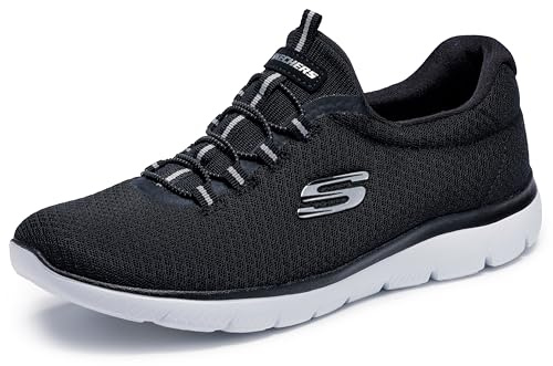 Skechers Donna Summits 12980W Wide Scarpe da ginnastica, Black Mesh/ White Trim, 35 EU Larga