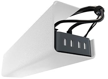 Plateau de gestion de câbles Sous Bureau – Gaine de rangement pour câbles informatiques. Passe-câbles en fil métallique noir pour bureau et maison (Blanc - Lot de 2x 40,5cm)