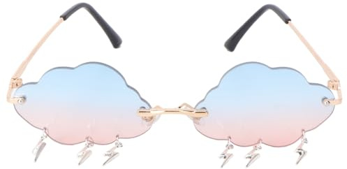 Amosfun Gafas de sol sin montura con protección UV, con forma de nube y flash, gafas de sol para mujeres, para exterior, playa, Rosa azul