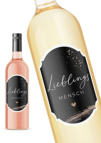 JoliCoon Lieblingsmensch Geschenk - Flaschenetikett 8,5x12cm - Partner Geschenke