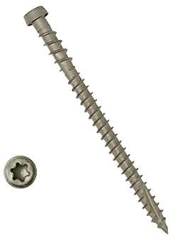 Coated Composite Deck Screws #10 x 2-3/4, Self Tapping Wood Screws and Deck Screws with Torx T20 Star Drive, Type 17 Point, Flat Head, 1 Free Bit Included (Stone Gray, 75), by YYL FASTENER