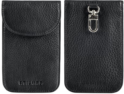 STILORD 'Savior' Keyless Go Schutz Leder Schlüsseletui RFID Schutzhülle Autoschlüssel Schlüsseltasche Funkschlüssel Abschirmung Key Safe Schlüssel Tasche Vintage, Farbe:schwarz