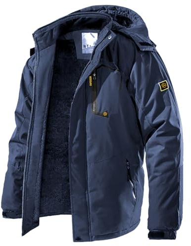 CARWORNIC Men's Windproof Mountain Ski Jacket Winter Warm Snow Hooded Windbreaker Skating Fishing Hiking Snowboarding Coat Outdoor Waterproof Fleeced Raincoat Casual Downhill Camouflage Outwear