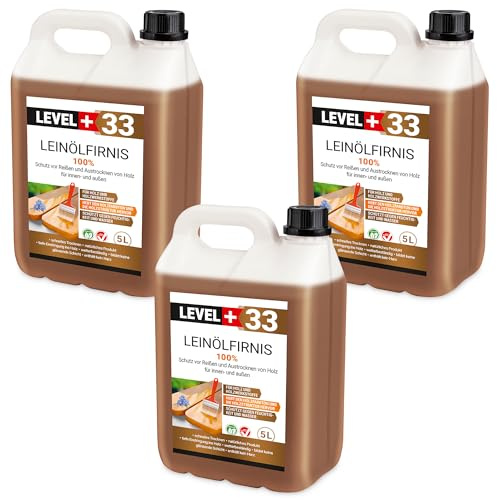 Olio di lino Firnis 15 litri, protezione del legno, doppia cottura, cura del legno, olio per legno, asciugatura rapida, protezione del legno naturale, senza resina RM33