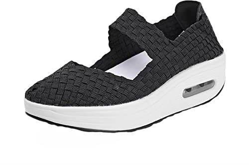 Lifup Donne Sneaker Tessute Leggero Elastico Comfort Cunei Piattaforma Scarpe Nero 36 EU