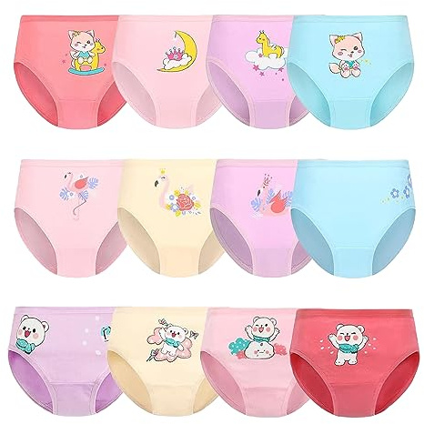 QIYIENDIAN 12 Pcs Culottes pour Filles,Slip Mignon pour Enfant/sous-vêtements en Coton pour Enfants(F1,1-2Years)