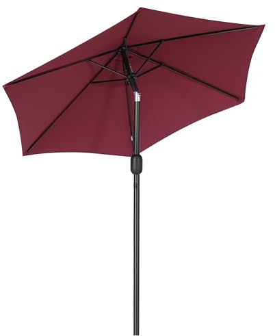 soges Sonnenschirm für den Außenbereich mit Lüftungsfenster UV-Schutz Kippbar Balkonschirm Gartenschirm Ideal für den Garten, Terrasse, Strand oder Café, Rot Φ224 x 225 cm