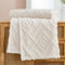 Guchuang Jacquard Diamond Sherpa Fleece Throw Blanket, Cream White Luxury Blanket, Super Soft Fuzzy Plush Decorative Thick Warm Bed Throws for Sofa Couch Travel All Season Use, King 220x240cm