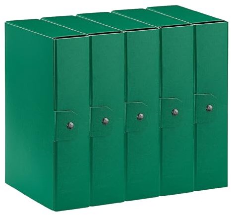 Esselte C28 Eurobox 390328180 - Carpeta de proyectos para archivar, cierre con botón, 25 x 35 cm, lomo de 8 cm, verde, paquete de 5 unidades