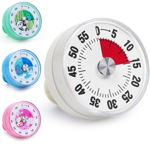 Timer visivo bambini - timer cucina meccanico da 60 Minuti, Timer digitale che può sostituire la clessidra bambini, sveglia meccanica a cartoni animati che non richiede batterie(Classico)