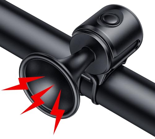 Powvine Electric Bike Horn 130db Loud Bicycle Horn，Bicycle Horns for 22.2-32mm Handlebars Bike Horn for Adults with 3V Battery,Easy Installation Bike Bells for Adults Kids Mountain Bike/Scooter/Ebike