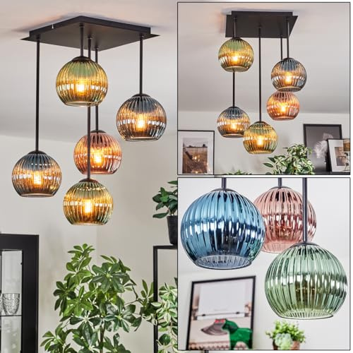 Koyoto Ceiling Light, Globe Light Blue, Green, coppery, 5-Light Sources