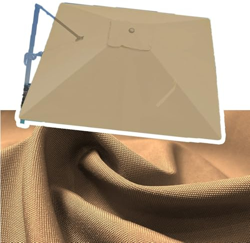 Juego de 4 fundas de repuesto para sombrilla voladiza de 250 cm, parasol de jardín, mesa de mercado, patio, color caqui, protección al aire libre