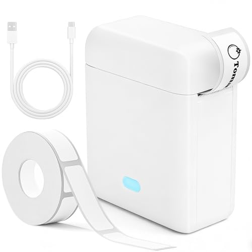 CYJJYZ Imprimante Etiquette Autocollante Bluetooth,Etiqueteuse Autocollantes Mini,Imprimante D'étiquettes Thermique sans Encre Portable,Compatible avec iOS et Android,pour Maison,École,Bureau, Blanc