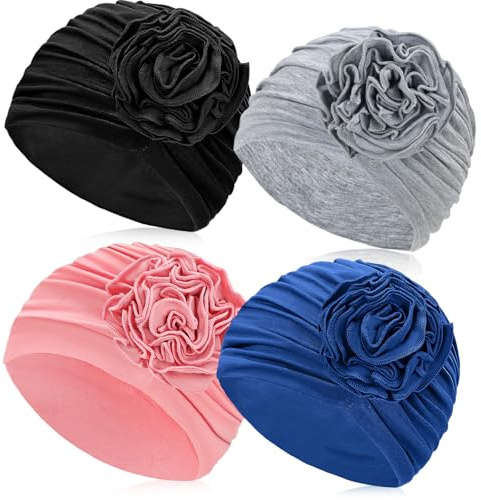XEPST Turbante Chemioterapia Cappelli Donna Copricapo Chemioterapia Donna Berretto Beanie Donne, 4 Pezzi