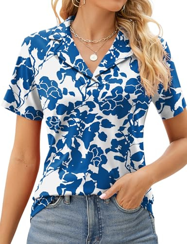 Rapbin Polo da donna con colletto classico con scollo a V a maniche corte top estivi da golf da lavoro polo a tunica camicette 2026