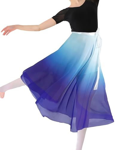 MUNAFIE Women Long Ballet Wrap Skirt Chiffon Dance Wrap Skirt Girls Gymnastics Ballet Skirts