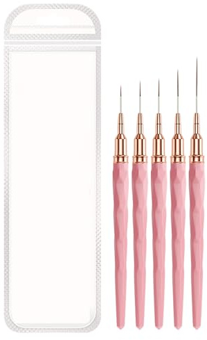 Pincel para delineador de uñas, pincel para detalles de uñas de punta fina, juego de 5 pinceles con varios tamaños, herramienta de esmalte de gel UV, accesorio de diseño de uña con control preciso, s