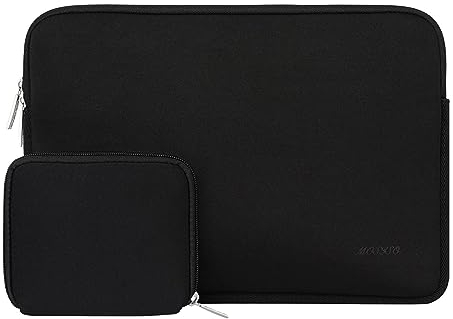 MOSISO Laptop Hülle Tasche 15 Zoll, 15 Zoll Laptophülle Kompatibel mit MacBook Air 15 Zoll M4 A3241 M3 A3114 M2 A2941 2025 2024 2023,Dell XPS 15, Neopren Laptoptasche mit Kleinem Etui, Schwarz