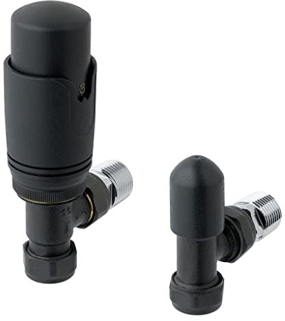 Eastbrook 15mm Angled TRV and Lockshield Valve-Matt Anthracite