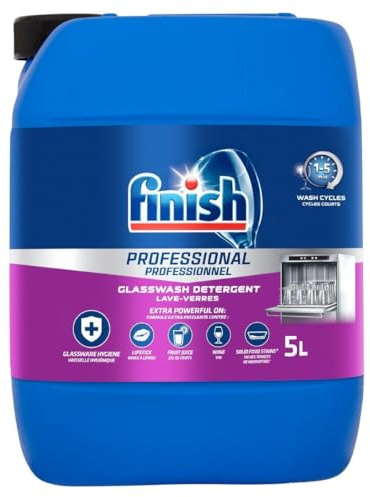 Finish, Dishwasher Liquid, 5.0L, Glass Wash, Professional Range, Suitable for Commercial Dishwashers