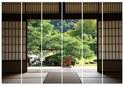 Bilderwelten Schiebegardinen Dojo in Eintracht - Deckenhalterung 6X 250x60cm