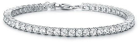 Diamond Treats 925 Sterling Silber Tennis Armbänder für Damen mit weißen Zirkonia Steinen, langes Tennis Armband für Frauen und Mädchen, Sterling Silber Schmuck Geschenke für Frauen