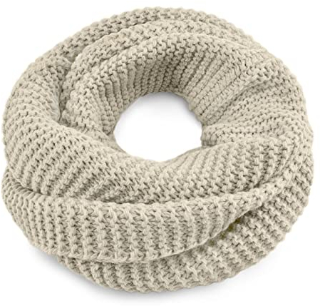 Neverless® Damen Loopschal Strickschal Schlauchschal Winterschal einfarbig beige unisize