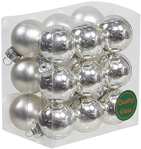 Kleine Baumkugeln aus Glas Ø 2 cm/2,5 cm/3 cm - Christbaumkugeln Baumschmuck Christbaumschmuck Weihnachtsbaumschmuck Weihnachtsbaumkugeln (18 Stück Silber (Matt,Glänzend), 3 cm)