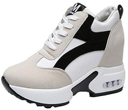 Sneakers Chunky da Donna Altezza 9 cm Piattaforma Moda Zeppe Fondo Spesso Scarpe Sportive Casual da Donna con Lacci Comode