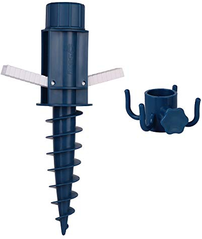 Sekey picchetto di Supporto per ombrellone Mare Spiaggia Vacanze Sole Giardino Punta Terra Sabbia trivella Gancio per ombrellone (Blu)